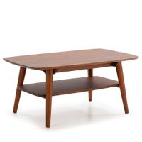 mesa centro rectangular madera maciza color nogal 100 cm longitud