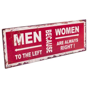 Placa de pared de metal roja 36x13x0,6 cm