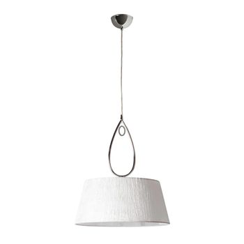 Lámpara colgante 1 luz pantalla textil blanca cromo