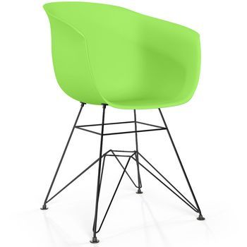 Silla De Comedor - Diseño Escandinavo - Patas Negras - Polin Verde Pastel