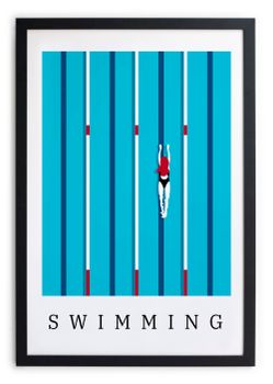 Cuadro con marco negro 40x30 póster de natación