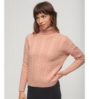 superdry para mujer w6110393a jersey de ochos con cuello vuelto y hombros caidos rosa xs casual algodon