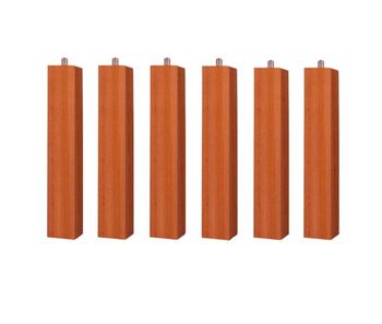 Juego de 4 o 6 patas para somier o base tapizada con rosca y sistema antiruido de madera en color haya, cerezo o wengue 25 cm