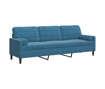 Sofá de 3 plazas - sofá de salón con cojines terciopelo azul 210 cm