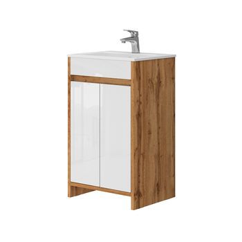 Conjunto De Muebles De Baño Lemgo 2 Partes, Con Lavabo Y 2 Puertas Batientes Vicco