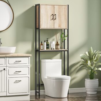 Mueble Sobre Inodoro De Melamina Acero Kleankin 64x19x178 Cm Natural