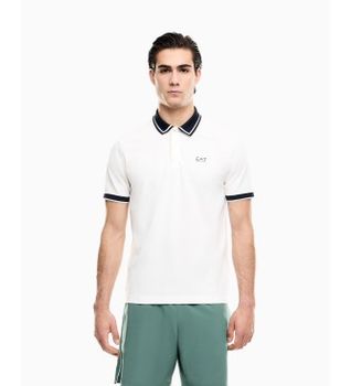 EA7 para hombre. 7M001538_AF13511 Polo Tennis Club de piqué de algodón elástico blanco (XL), Casual, Deportivo, Tenis/Padel, Manga corta