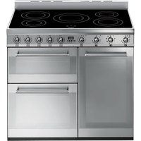 smeg symphony sy93i 90 cm electric induction range cooker - stainless steel stainless steel
