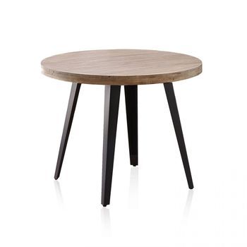 Mesa De Comedor Redonda Fija 100 Cm Berg Roble Honey - Negro 100 X 78 X 100 Cm