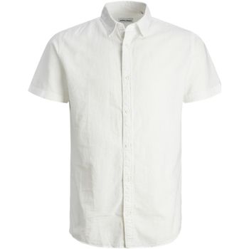 Jack & Jones Camisa manga corta 12253721 JJELINEN BLEND SHIRT SS SN PLS WHITE para hombre