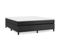 cama box spring con colchon cuero sintetico negro 160x200 cm