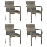 sillas de jardin con cojines 4 unidades ratan sintetico gris cfw609042