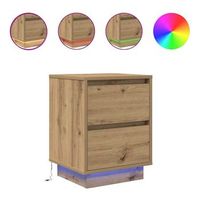 mesitas de noche con luces led 2 uds roble artisan 38x34x50 cm vidaxl