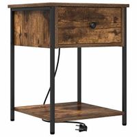 mesita de noche - mesilla de noche con cajon roble ahumado 42 x 41 x 56 cm mc6560