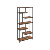 estanteria de 6 niveles marron rustico y negro