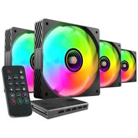 mars gaming mf-si4kit kit 4x ventiladores ultrasilenciosos 120mm iluminacion argb infinity mirror rodamientos fdb y nucleo de cobre mando a distancia y hub compatibilidad total argb