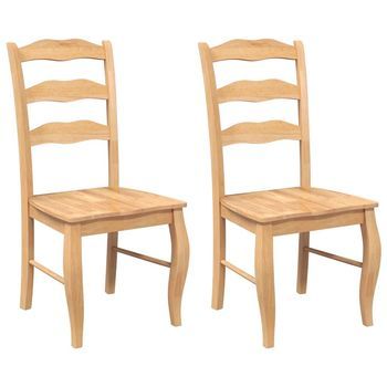 Sillas De Comedor (2 Unidades) De Madera Maciza Natural Y Caucho Vidaxl