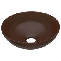 lavabo de cuarto de bano redondo ceramica marron oscuro vidaxl