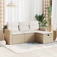 juego de sofas jardin con cojines 4 uds  juego de muebles de jardin ratan sintetico beige cfw21917