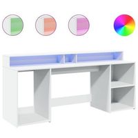 mesa de escritorio  escritorio de despacho  escritorio con luz led madera ingenieria blanco 200x55x91 cm