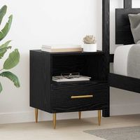 mesita de noche 2 uds - mueble dormitorio - madera de ingenieria - negro 40x35x475cm