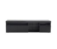 mueble tv moderno 180 cm con led - 3 puertas y 5 compartimentos abiertos - negro