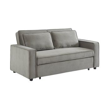 Sofá Cama De Pana, 2 Plazas, Gris Claro