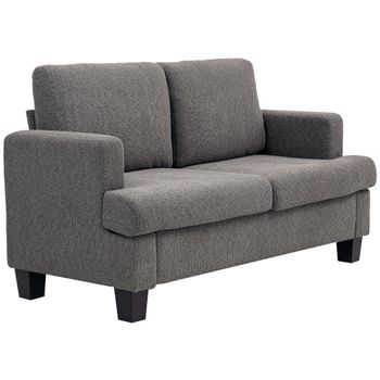 HOMCOM Sofá 2 plazas 120 cm con cojines de respaldo extraíbles, tejido de chenilla para salón, dormitorio, oficina, gris oscuro