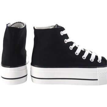 Bienve Zapatillas altas Lona señora abx012 negro para mujer