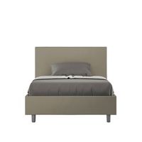 cama de una plaza y medio con almacenaje acolchada 120x210 cuero sintetico capuchino adele