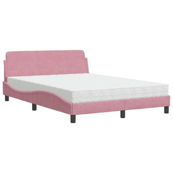 Cama Con Colchón Dover Terciopelo Rosa 120x200 Cm Vidaxl