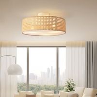 lampara de techo ascot pantalla cilindrica plastico 20xo45 cm - efecto ratan luxpro