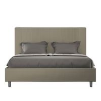 cama con somier acolchada 160x210 cuero sintetico capuchino goya