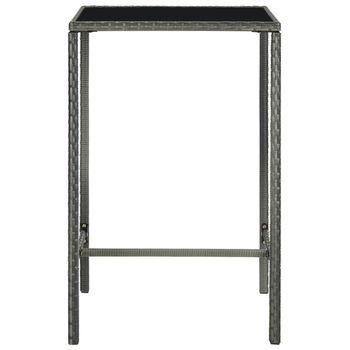 Mesa Alta De Jardín | Mesa De Exterior Ratán Sintético Y Vidrio Gris 70x70x110 Cm