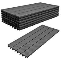 noka - suelo de exterior con clip 90x30 cm 6 losetas para jardin patio terraza en wpc negro