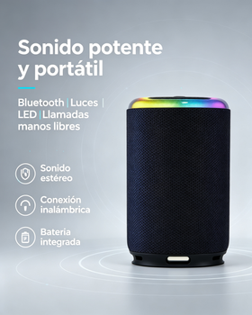 Altavoz Bluetooth Portátil Luz RGB Ambiental Sonido Estéreo TWS Altavoz Inalámbrico Resistente al Agua Llamadas Manos Libres Para Hogar Exterior Viajes