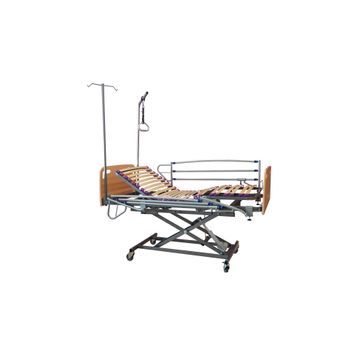 Cama Articulada Geriatrica De Hospital Electrica Con Carro Elevador, Cabecero, Piecero, Barandilla, Agarrador Y Porta Gotero - 90 Cm X 190 Cm