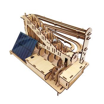 Maqueta De Madera 3d, Con Movimiento Mecánico Diseño De Bolas De Escalera Con Panel Solar. 188 Piezas. 25x15x14 Cm. Color: Multicolor
