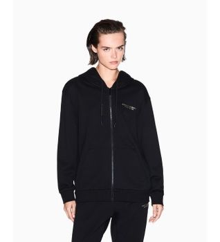 A|X Armani Exchange para mujer. XW001452AF10830MC021 Sudadera con capucha y cremallera negro (L), Casual, Algodón, Manga larga