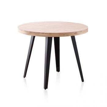 Mesa De Comedor Redonda Fija 100 Cm Berg Negro - Roble 100 X 78 X 100 Cm