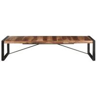mesa de centro 180x90x40 cm madera maciza de acacia madera de caucho y acero - marron