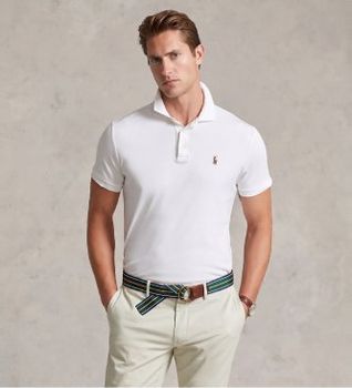 Polo Ralph Lauren para hombre. 710713130003 Polo Custom Slim Fit blanco (S), Casual, Algodón, Manga corta
