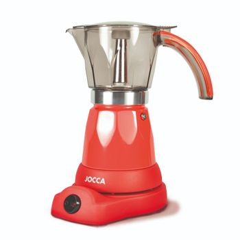 Cafetera italiana Jocca con base eléctrica que permite girar la cafetera 360º, sistema que mantiene el café siempre caliente con protección contra el sobrecalentamiento, diseño compacto,  jarra