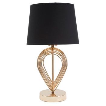 Lámpara De Mesa De Metal Dorado Con Pantalla Negra Ø Cm 24x44