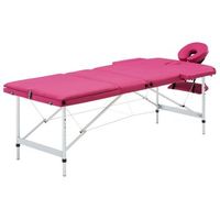 camilla de masaje plegable 3 zonas aluminio rosa vidaxl