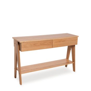 Consola recibidor con cajones y acabado en madera de roble