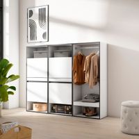 zapatero efecto madera blanco 180x35x145cm