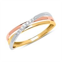 tricolor 14 quilates anillo de oro con diamantes