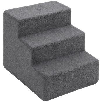 PawHut Escalera para perros 3 niveles Funda extraíble para perros pequeños 35 cm Gris oscuro