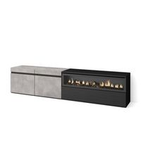 mueble tv television muebles de salon almacenaje 200x45x35cm para tv hasta 80 chimenea electrica estilo moderno cemento